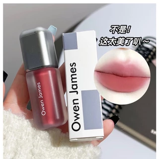 Owen James Pequeno Tubo De Prata Gloss Labial Mate Superfície De Névoa Veludo Não Fácil De Desbotar Batom Duradouro