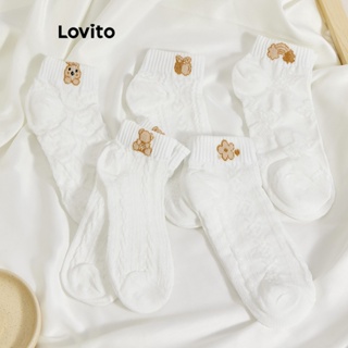 Lovito Casual Meias Femininas de Animal 5 Pares LNA15014 (Multicor)