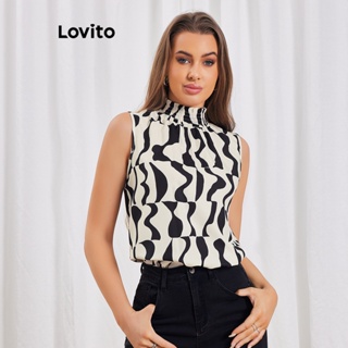 Lovito Elegante Regata Boho com Estampa Geométrica para Mulheres LBL06155 (Damasco)