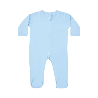 Macacão Com Pé E Com Zíper Algodão Egípcio P 0-3 Meses RN Azul-Claro Enxoval Bebê 1005 Anna Olsen