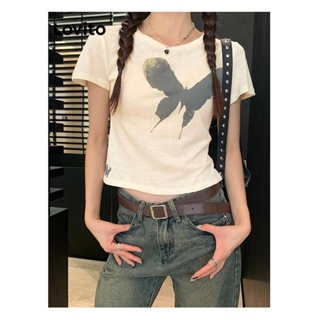 Lovito Camiseta Casual Borboleta Para Mulheres LNE42080
