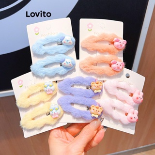 Lovito Presilhas De Cabelo De Pelúcia Casuais Padrão De Desenho Animado Para Mulheres LFA11020