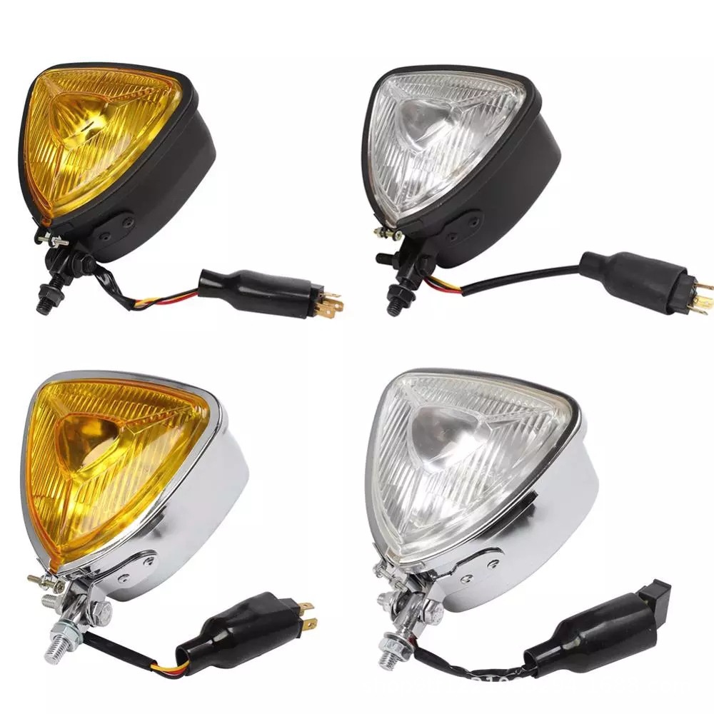 Motocicleta Vintage H4 Farol De Iluminação Triangular Morcegos Para Harley Old School Chopper Bobber Cafe Racer Personalizado