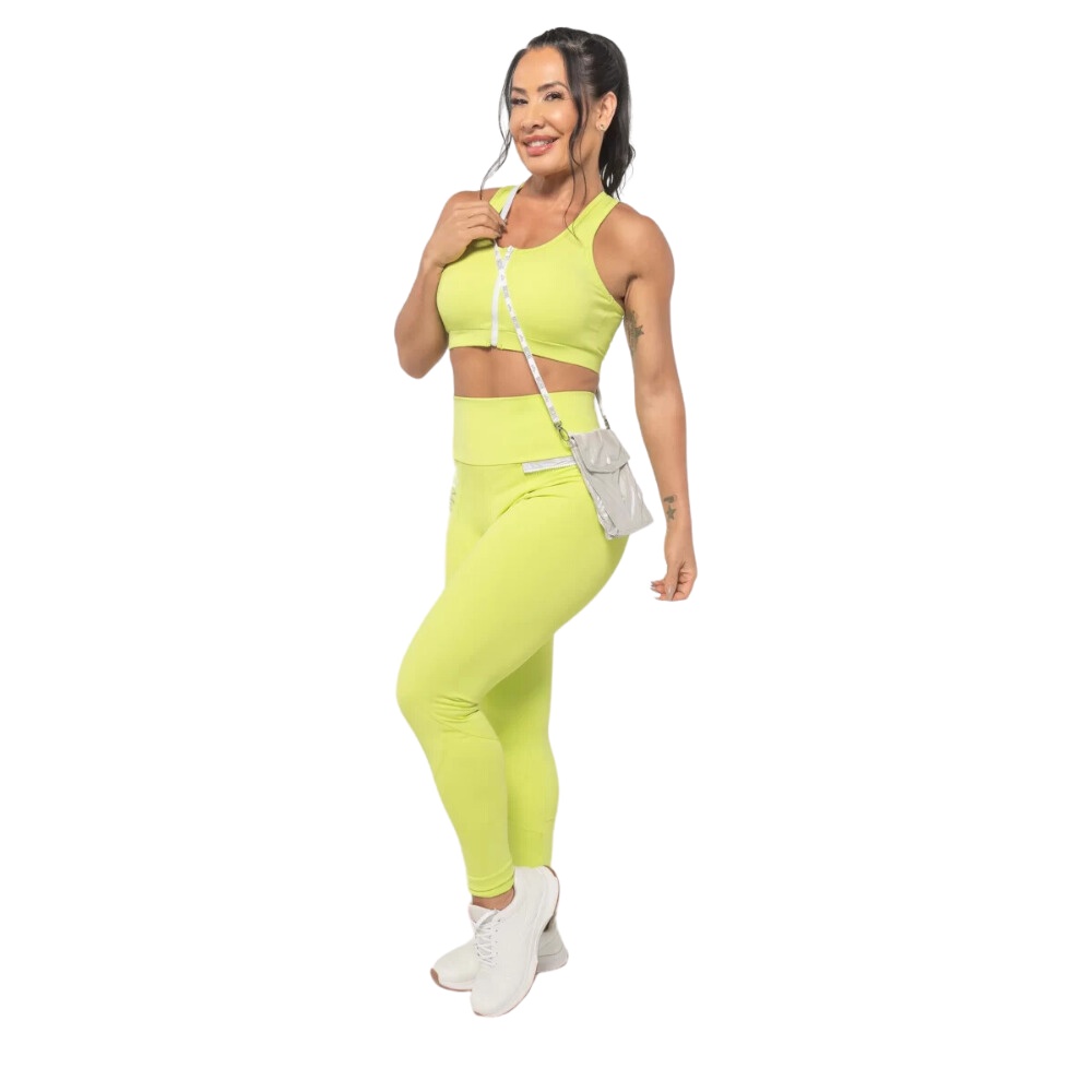 Conjunto academia blusa cropped top short suplex cintura alta