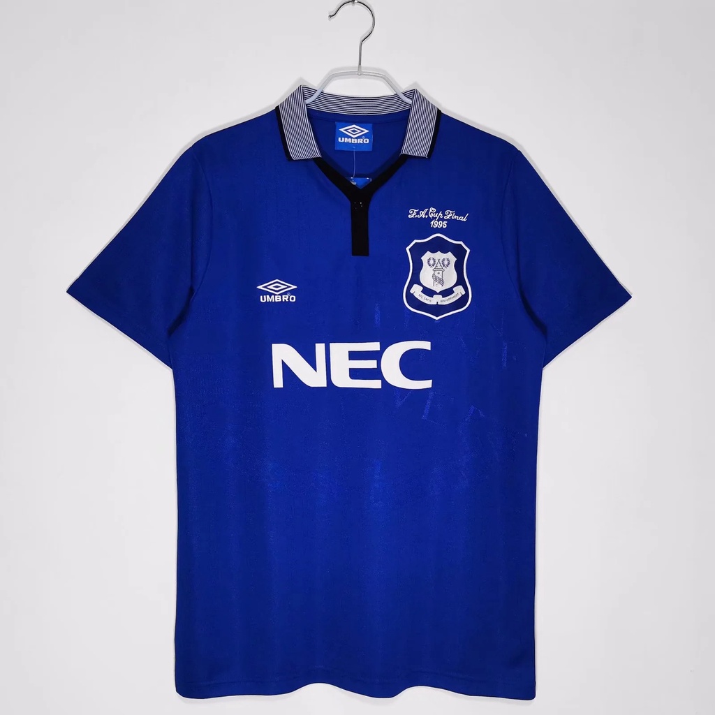 Camisa camisa de futebol da temporada de 1995 Everton top retrô em casa