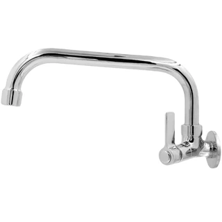 Torneira de Metal Inox de Parede 1/2" Reta Baixa Bica Móvel ¼ Volta Lavatório Banheiro Cozinha 5045D