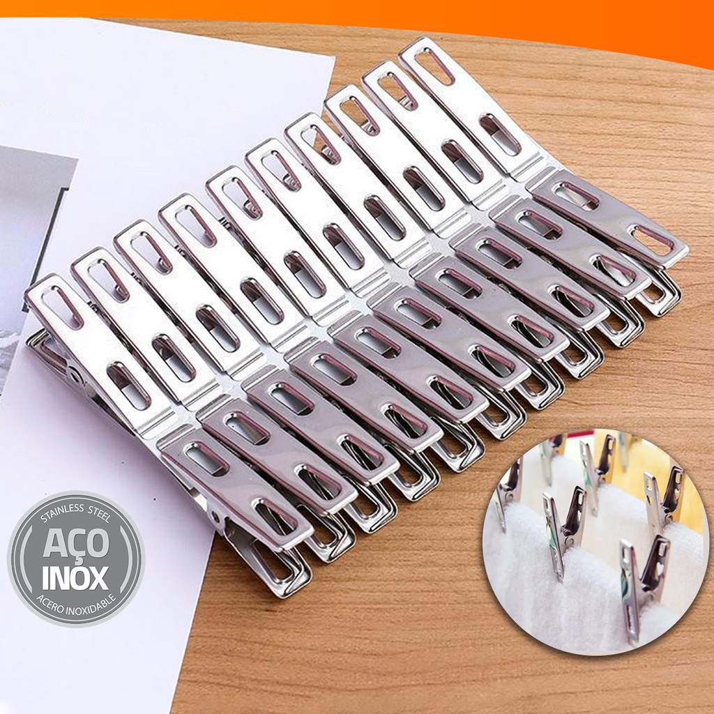 Kit 50 Grampos Prendedores De Roupa 100% Aço Inox Super Resistentes