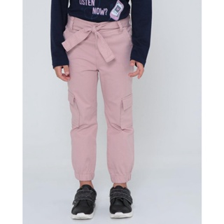 Calça Infantil Sarja Jogger Cargo Rosa Claro