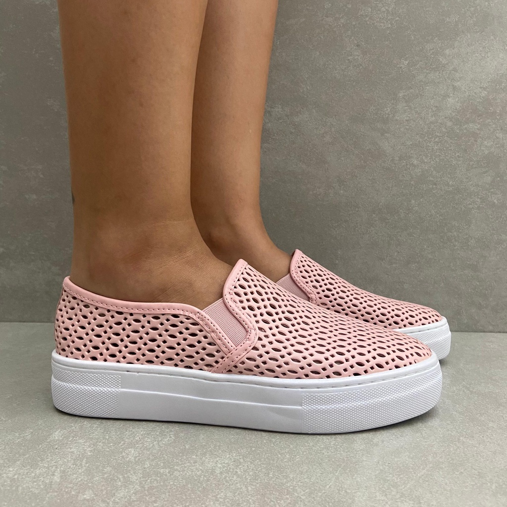 Tênis Giulia Domna Slip on Em Couro - Rosa | Shopee Brasil