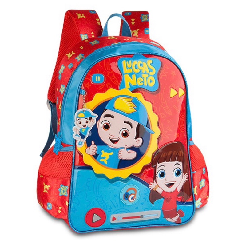 Mochila de Costas Clio Luccas Neto Beijinhos Gi Metalizado Vermelho GI3248J  - Papelaria Criativa