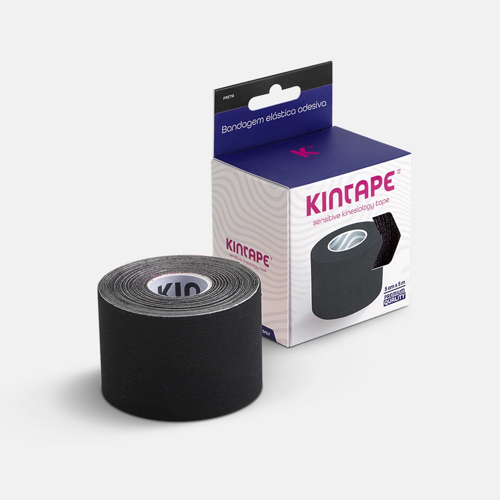 Kintape Sensitive Kinesiology Tape 5cm x 5m - Basic Preto | Shopee Brasil