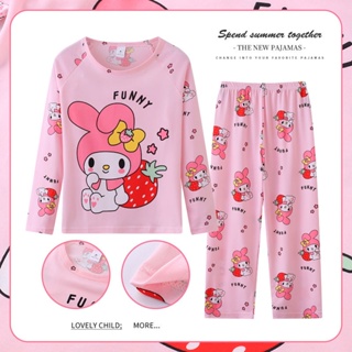 Kuromi Melody Cinnamoroll Kid Girls Sleepwear Conjunto De Mangas Compridas  E Calças Pijamas