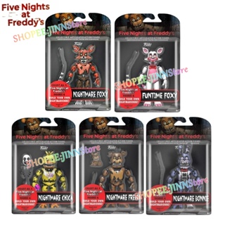 6 bonecos Five Nights at Freddy animatronic Fnaf linha Nightmare pequenos  10cm