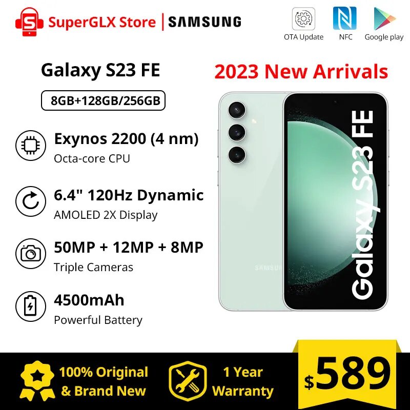 Smartphone Samsung Galaxy S23 FE 5G 256GB Grafite 8GB RAM Tela 6,4