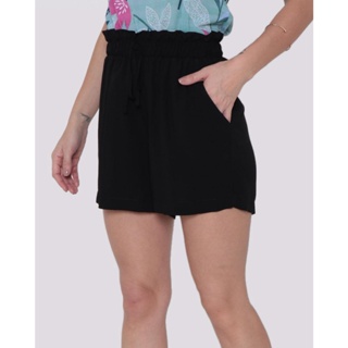 Short Viscose Feminino Bolso Preta
