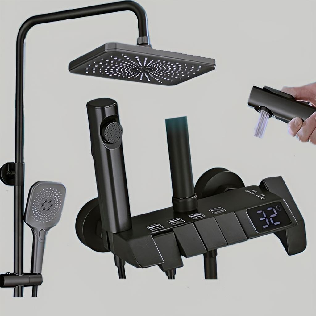 Chuveiro Ducha 4 Saídas Misturador Termostato Digital Preto