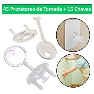 Protetor Tomada Bebe Segurança Contra Choque C/ 45 + 15 Chaves