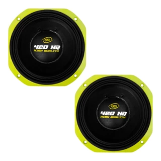 2 Alto Falante Eros Mid Bass E-420 HQ 8 Polegadas 420W 8 Ohms Preto Amarelo Médio Grave