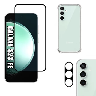 KIT Para Samsung Galaxy S23 FE | Película de Vidro 3D - Capa Capinha Anti Impacto - Película da Câmera 3D