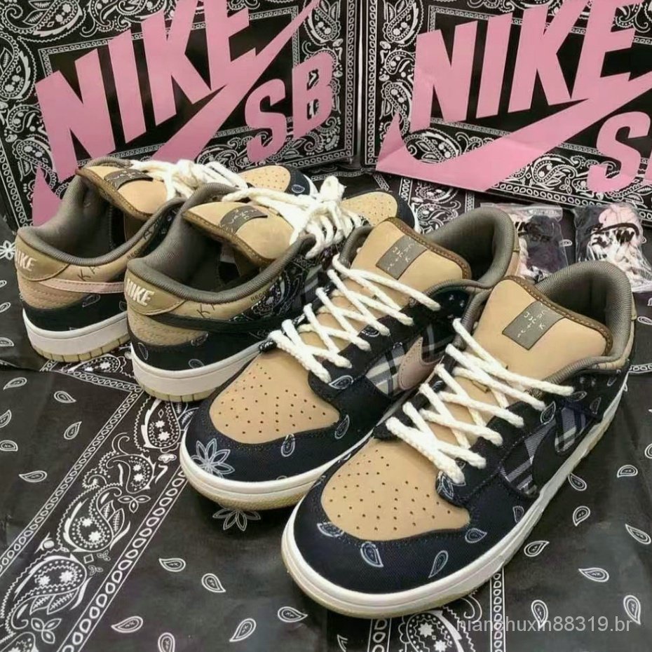 NIKE Sb Dunk Low Travis Scott Cactus Jack Ct5053-001 caju flor esportes Casual homens e mulheres sapato