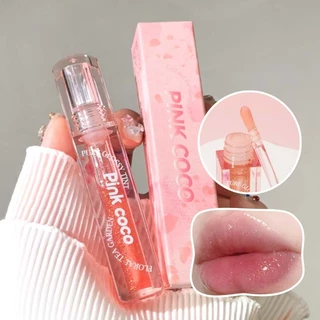Pink COCO Água Vidro Espelho Lip Gloss Hidratante De Longa Duração Pouty Lips Rosa Líquido Oil