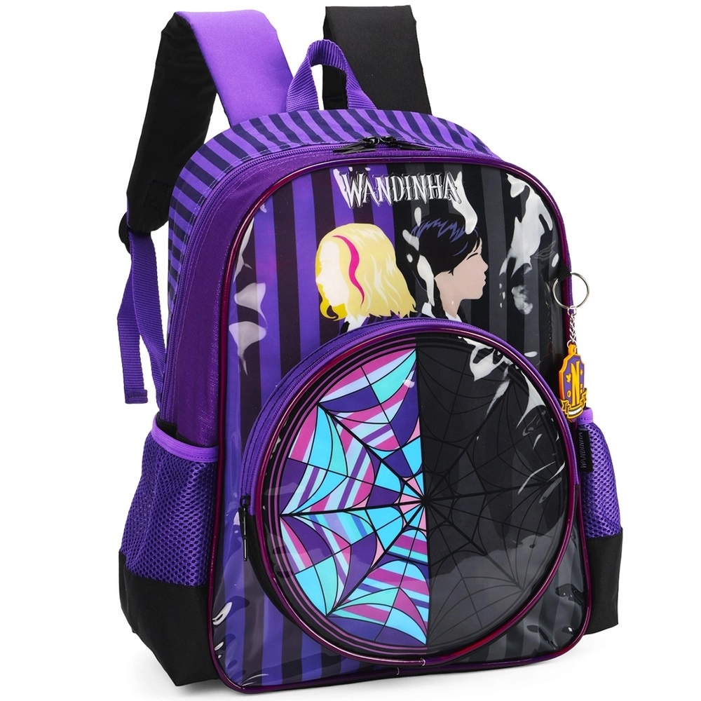 Mochila Escolar de Costas Wandinha e Enid - Roxo | Shopee Brasil