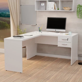 Mesa De Canto Em L Para Escritório 1.20x1.50 Com Gaveteiro