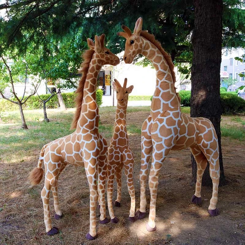 Nova 50-120cm Gigante Vida Real Girafa Brinquedos De Pelúcia Bonecas De Veado Recheado Macio Animal Almofada Travesseiro Presente de Aniversário Menino Menina
