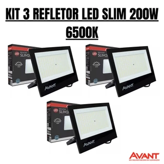 KIT 3 Refletor Avant Super Led 200w Holofote Bivolt Branco Frio 6500k