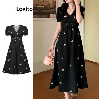 Lovito Vestido Casual Ditsy Floral Padrão De Renda Para Mulheres L74ED322