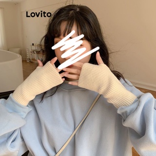 Lovito Luvas De Malha Casuais Simples Estilo Coreano Para Mulheres LFA11238