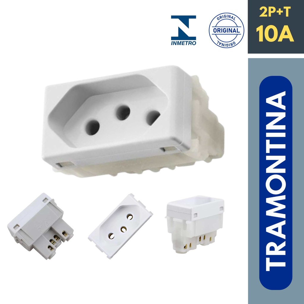 Módulo Tomada 2P+T Tramontina 10 A 250v Branco | Shopee Brasil