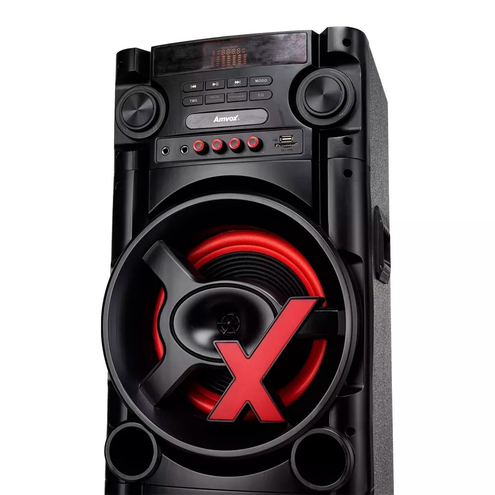 Caixa de Som Amplificada Com Led Amvox Bivolt Aca 1000 New x 1000w Rms Festas Karaokê Eventos