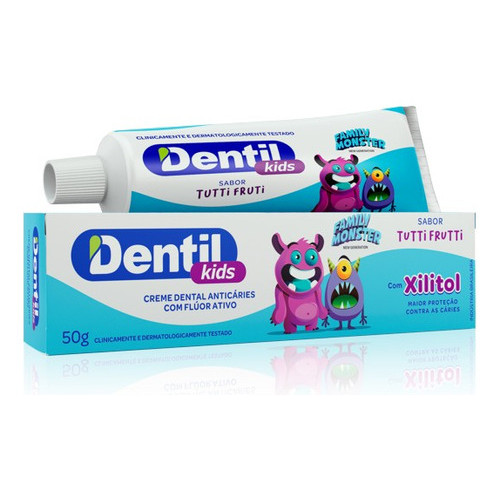 Creme Dental Infantil Tutti Fruti Flúor Xilitol Dentil Kids | Shopee Brasil