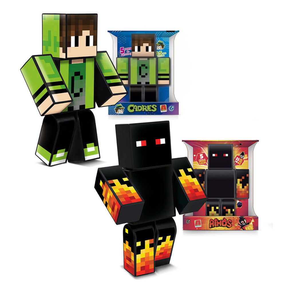 Bonecos do jogo Minecraft Athos e Cadres 35 cm kit 2u | Shopee Brasil