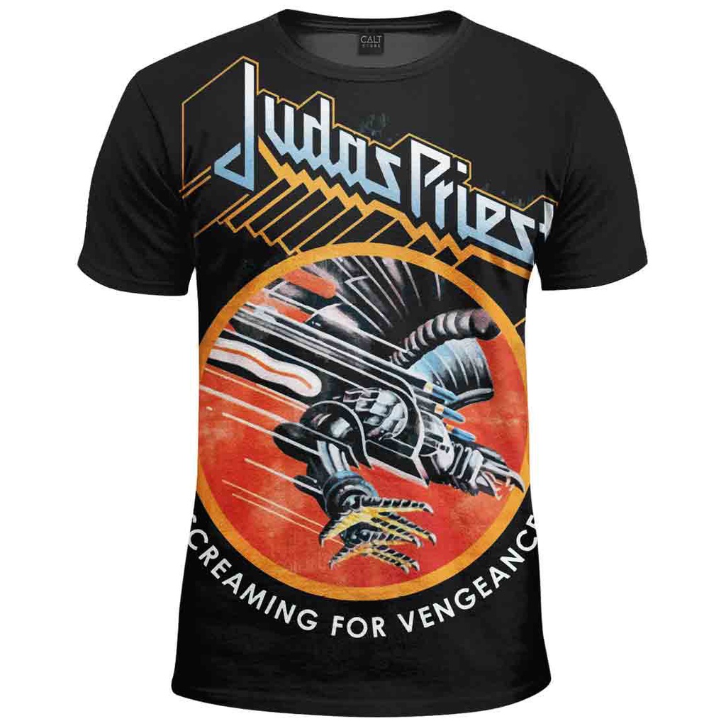 Camiseta JUDAS PRIEST - 100% Algodão Corte A Fio Preta - Beatshirts