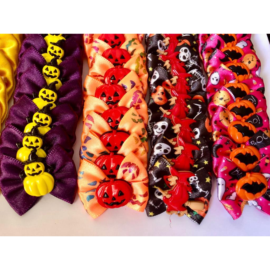 EVTSCAN Laços de cabelo de cachorro de Halloween com elásticos e laços  fofos para filhotes de cachorro para acessórios de cabelo de Halloween e