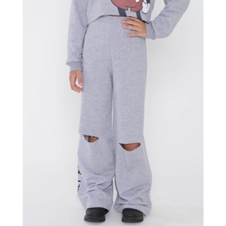Calça Moletom Juvenil Wide Leg Mickey Mouse Disney Cinza