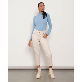 Calça Sarja Feminina Slouchy Bege Claro