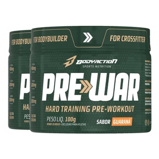 2x Pré Treino Pre-War 100g Beta Alanina Taurina Cafeína Bodyaction