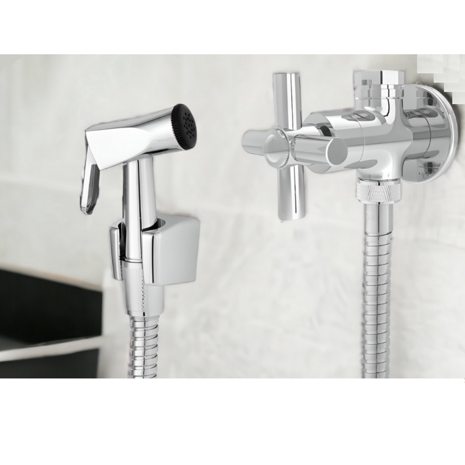 Chuveirinho Ducha Higiênica Metal Saída Dupla Completa