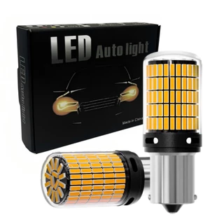 Par Luz De Seta Em Led P21w Ba15s 1156 Ambar Amarelado 35w