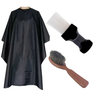 Kit Barbeiro Capa De Corte Espanador Escovinha Fade