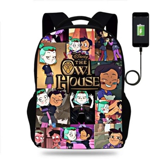 Moda Disney The Owl House Mochila Boy Girl School Bag Adolescente Carregamento USB Diário Viagem Mochila Estudante Mochilas Mochila