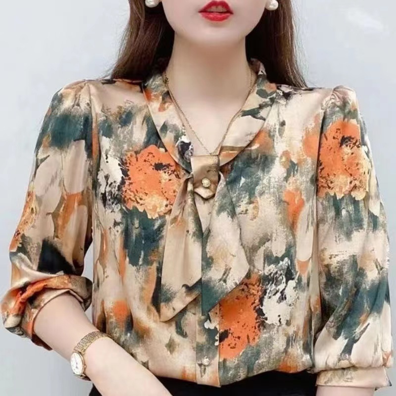Blusa Floral Chiffon Ladies Blusas Para Mulheres Mais Tamanho De Verão Estilo Coreano Moda Impressa