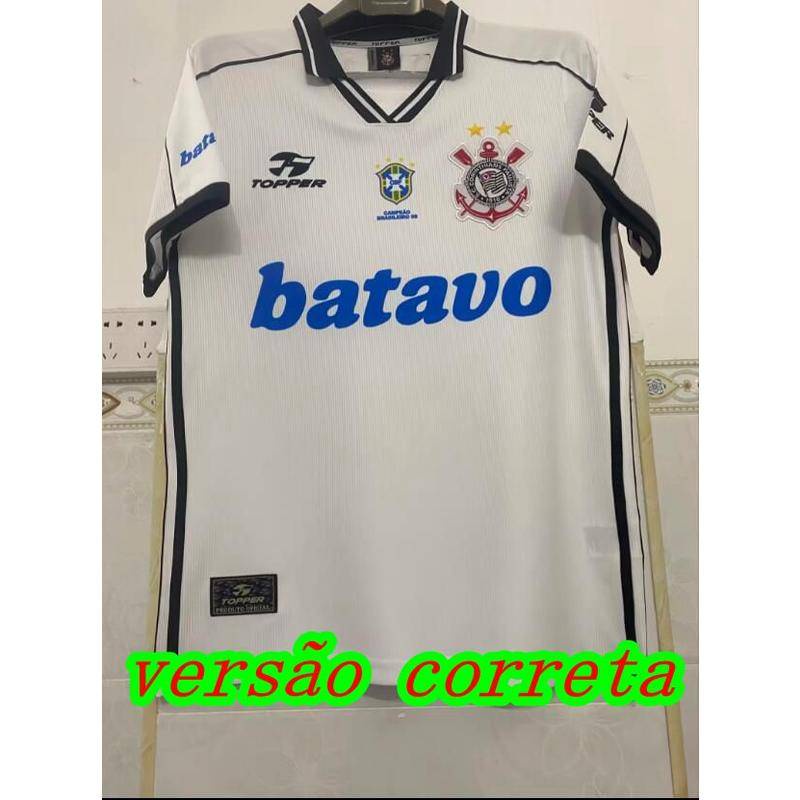 Camisa Edição Correta Camisa de Futebol Vintage Home Corinthians 1999