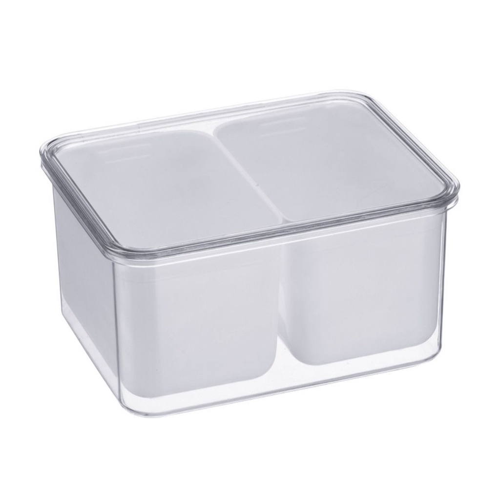 Organizador duplo para geladeira para guardar verduras legumes pote caixa em PS 4 litros com drenagem
