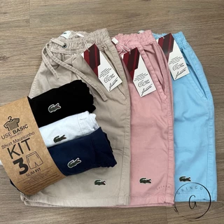 Kit 3 Shorts Mauricinho Sarja Premium Bermuda Masculina