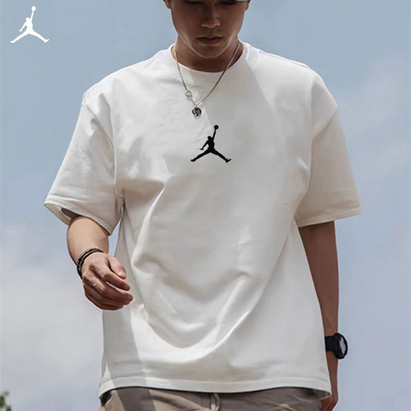 Nike100 % Original Jordan Camisetas De Pescoço Minimalista Da Tripulação De Homens Meia Manga Estilo Rua De Casal