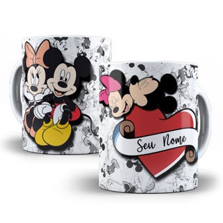 Caneca Mickey e Minnie Porcelana Personalizada com Nome